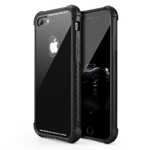 Image of Generic iPhone 8 Plus Tempered Glass Back Cover Case - Black