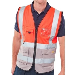 Image of BSeen High Vis Two Tone Executive Waistcoat Medium RedGrey Ref