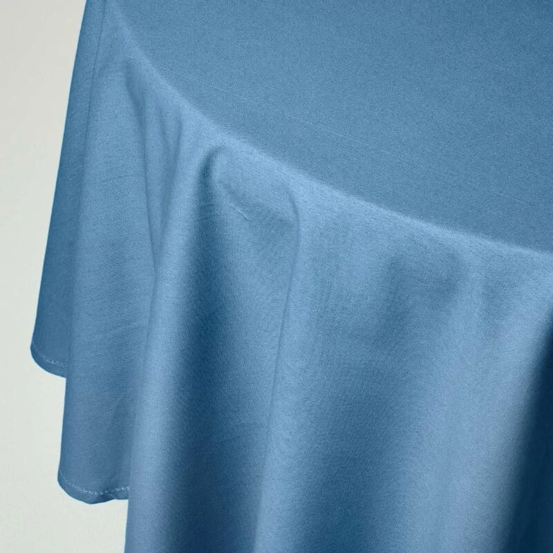 Image of Homescapes Plain Cotton Round Tablecloth, 178cm Mid Blue