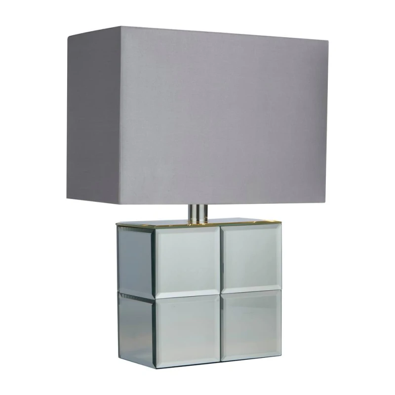 Image of Lighting Collection Mirro Cube Table Lamp, Silver 701779