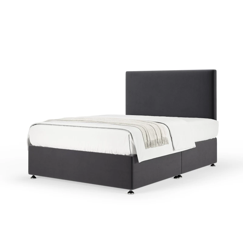 Image of Bedmaster Bedmaster Plush Velvet Divan Base And Plain Headboard in Grey Size: Small Double Grey Small Double Unisex 7867871432711