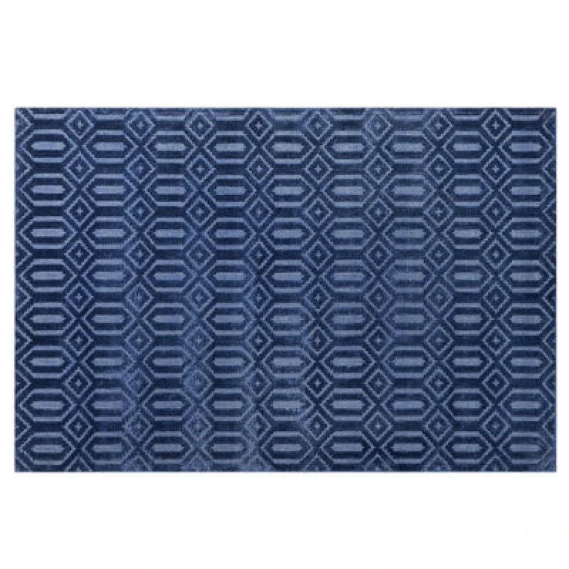 Image of Beliani Rug Adatepe Navy Blue 140 X 200 Cm Viscose