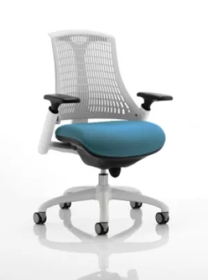 Image of Flex Task Operator Chair White Frame White Back Bespoke Colour Seat Teal