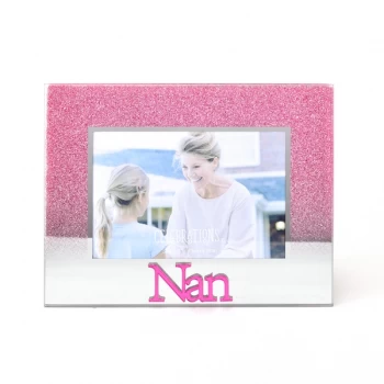 Image of 5" x 3.5" Pink Glitter Glass Frame - Nan
