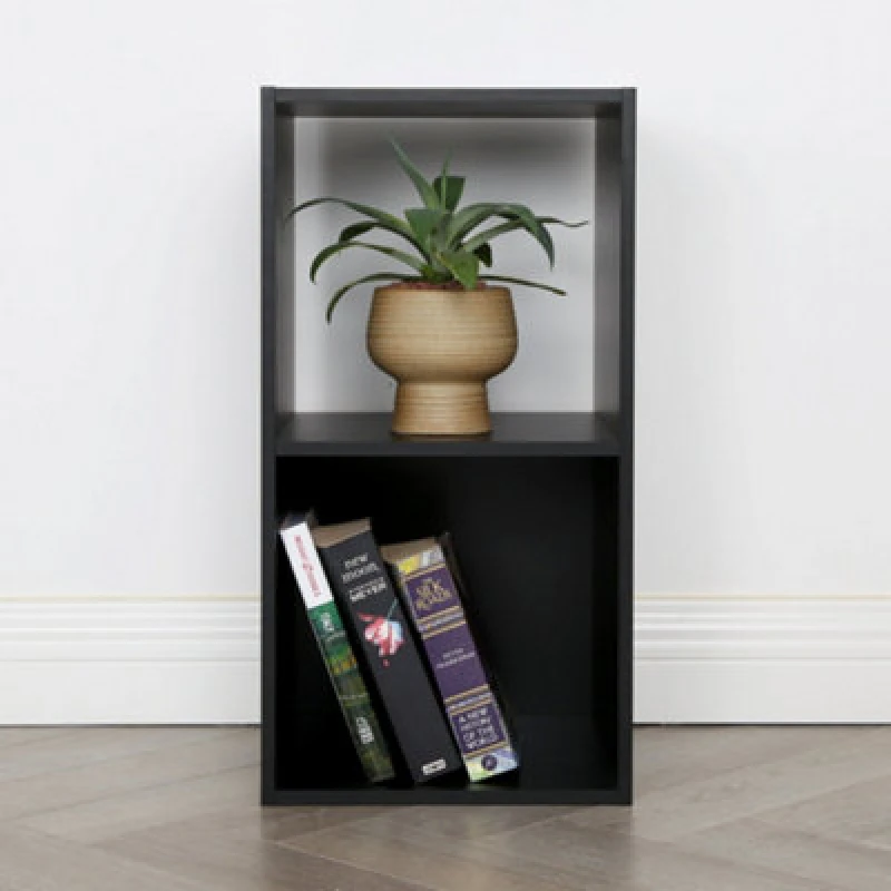 Image of Jane - 2X1 Bookcase - Cube Storage Boxes (Black)