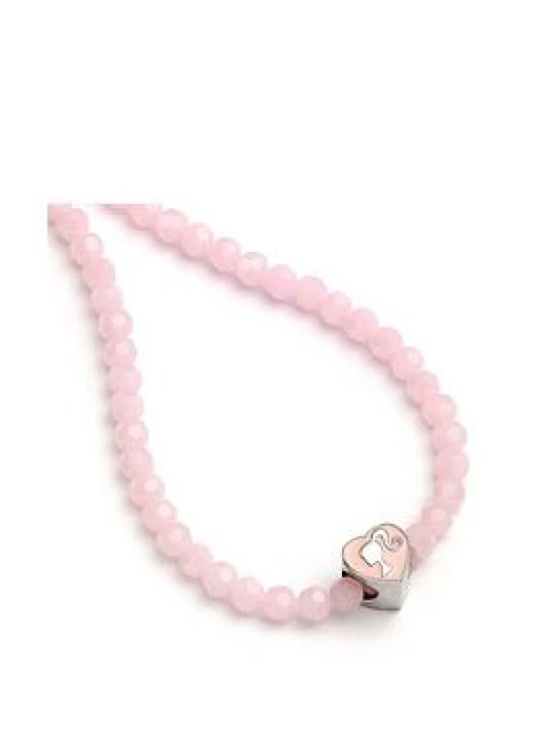 Image of Barbie Heart Shaped Silhouette Charm Pink Bead Necklace