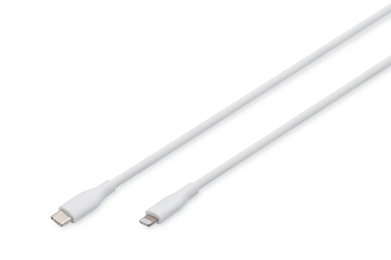Image of Digitus Lightning silicone connection cable. USB-C - Lightning. 2m. wh