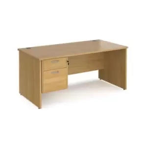 Image of Office Desk Rectangular Desk 1600mm With Pedestal Oak Top And Panel End Leg 800mm Depth Maestro 25 MP16P2O