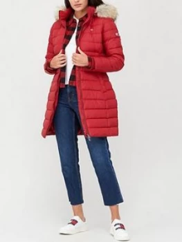 Image of Tommy Jeans Essential Hooded Down Coat - Red