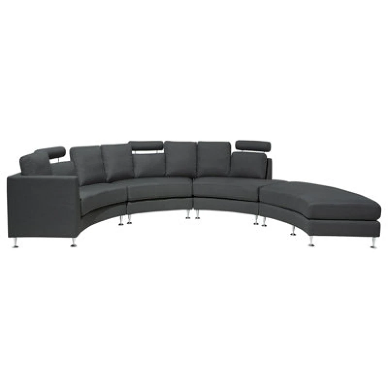 Image of Beliani Curved Sofa 7 Seater Rotunde Fabric Dark Grey