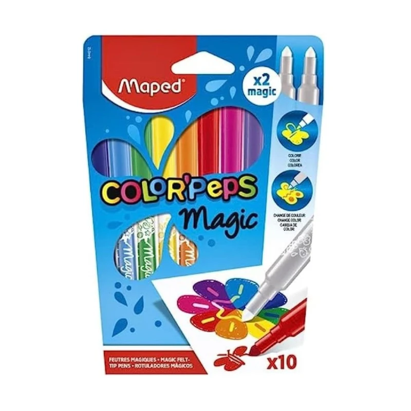 Image of Maped Color'Peps Pack of 10 Magic Colour Reveal Felt Tip Pens Multi