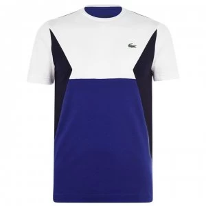 Image of Lacoste Colour Block T Shirt - White/Blue
