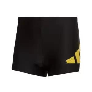 Image of adidas Logo Graphic Swim Briefs Mens - Black / Impact Yellow