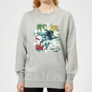 Image of Marvel Black Widow Captain America Womens Christmas Sweatshirt - Grey - M