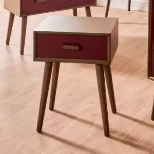 Image of Pacific Klee 1 Drawer Slim Bedside Table, Pine Red