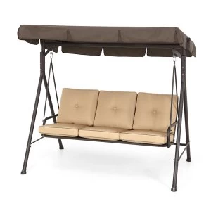 Image of Milan 3-Seater Padded Garden Swing Seat with Adjustable Canopy