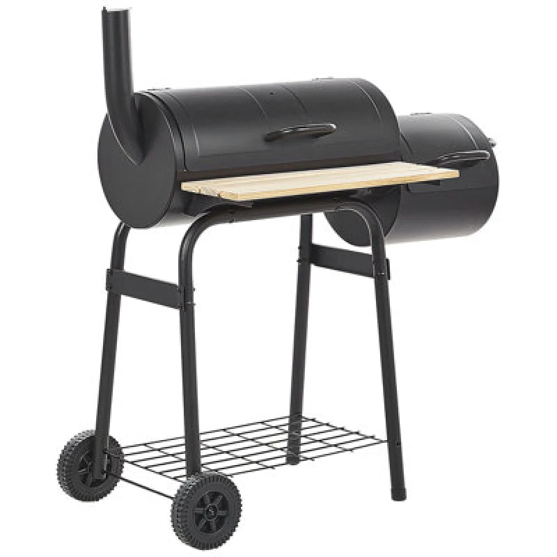 Image of Beliani Charcoal Bbq Grill Satah With Smoker Metal Black