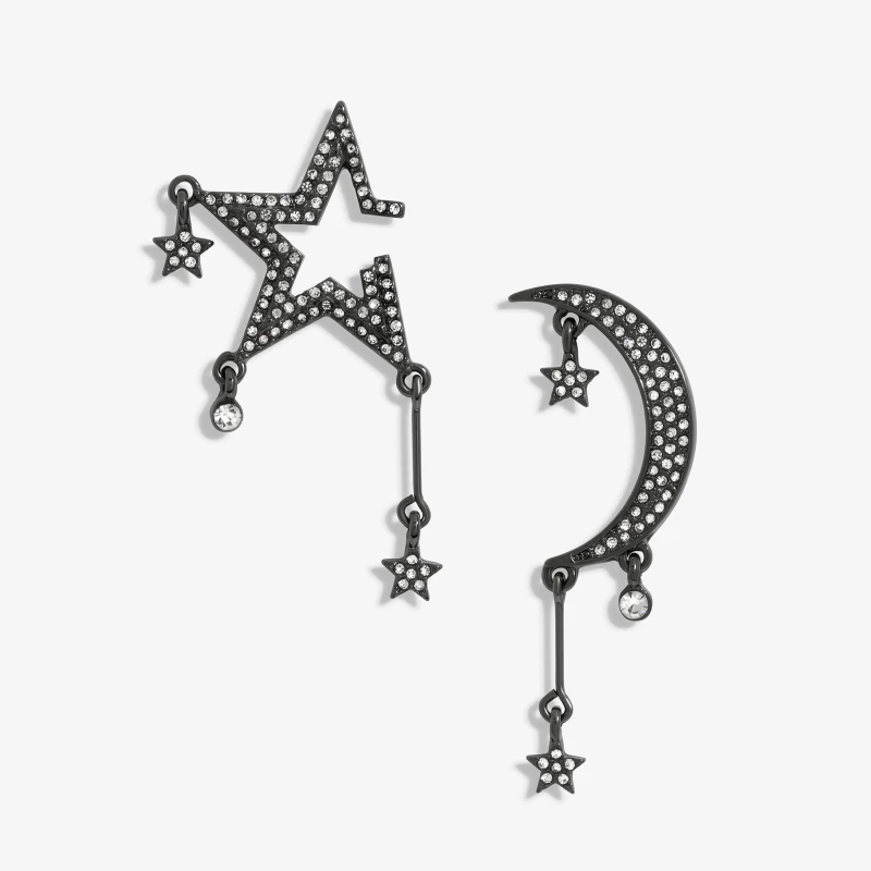 Image of Mood Star and Moon Drop Earrings Black female