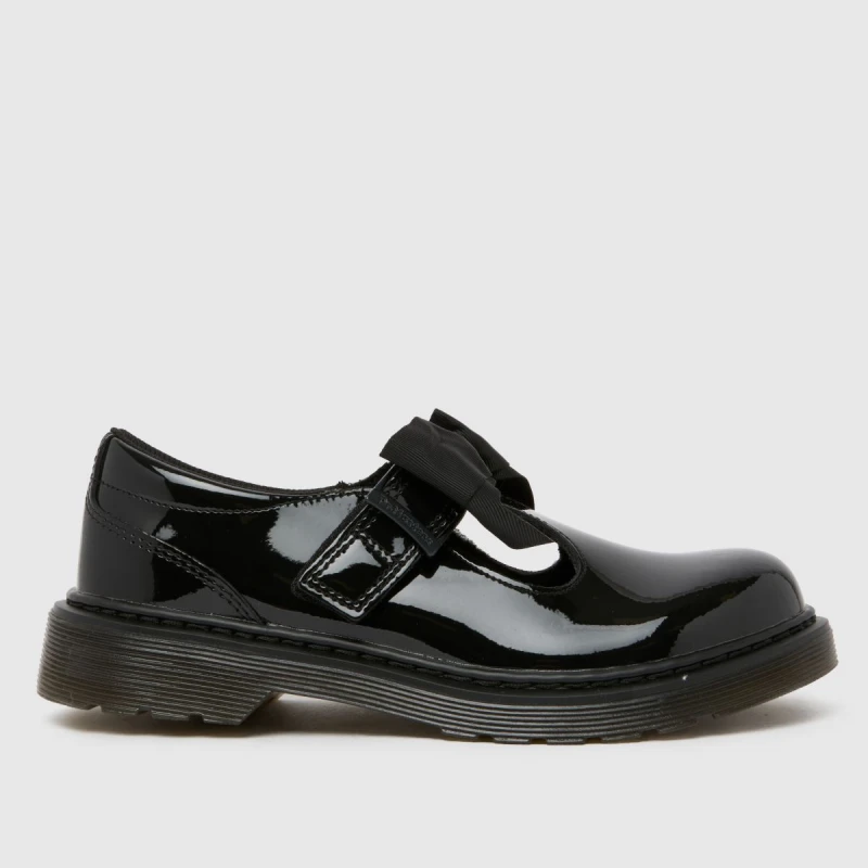 Image of Dr. Martens Black Polley II Bow Girls Youth Shoes Black UK 5