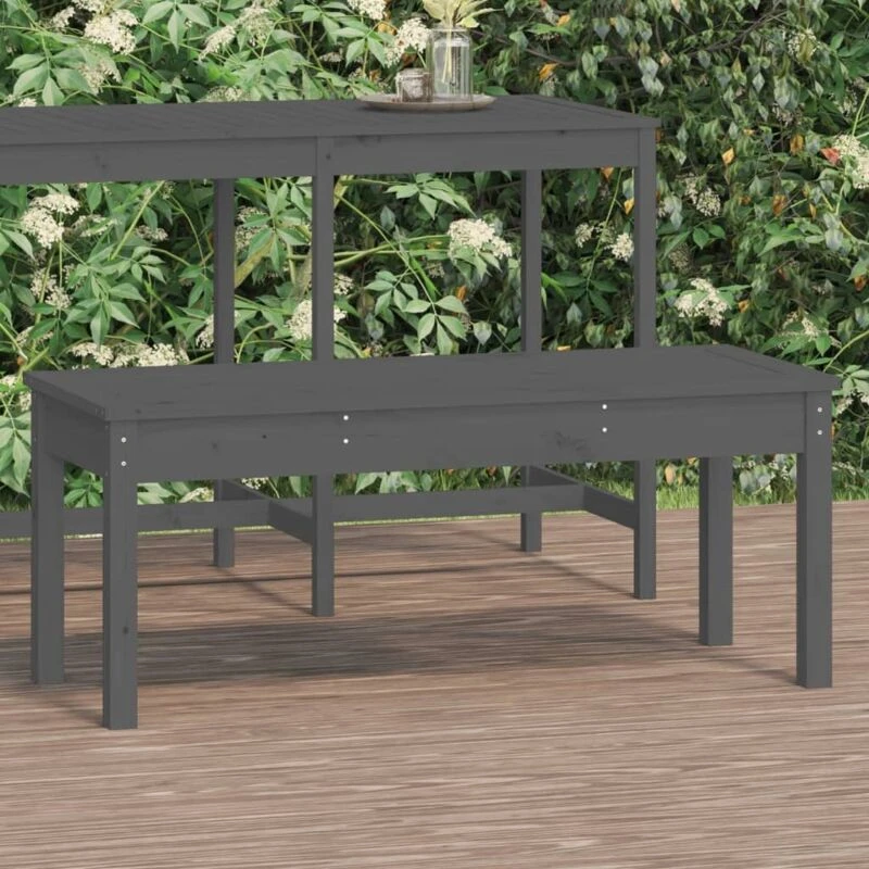 Image of VIDAXL Garden Bench Grey 109x44x45cm Solid Wood Pine Vidaxl 8720845691325