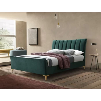 Image of Birlea - Clover Regent Green Fabric Bed with Cushioned Headboard 4ft6 Double 135 cm