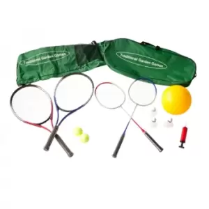 Image of Traditonal Garden Games Badminton, Tennis and Volleyball set with net