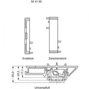 Image of Wieland 01.001.5653.0 Empty WEB Case W x H 22.5mm x 96mm Grey Compatible with details 93 x 22mm 93 x 34.8 mm