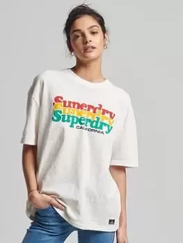 Image of Superdry Vintage Cali Stripe Tee-white, White, Size 10, Women