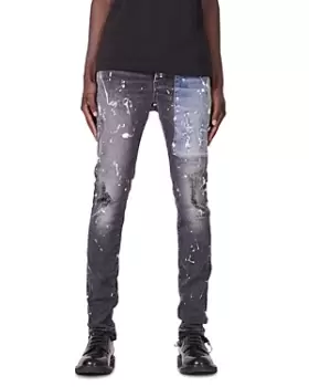 Image of Purple Brand Slim Fit Jeans in Color Blocked Patched