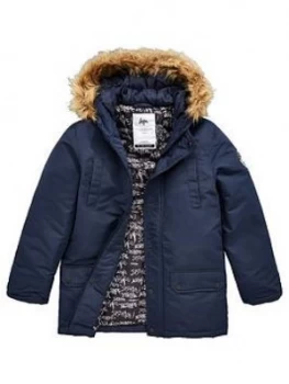 Image of Hype Boys Faux Fur Parka Coat - Navy