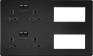 Image of Screwless Combination Plate - Matt Black 230V IP20