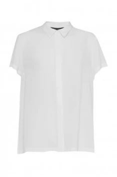Image of French Connection Classic Crepe Short Sleeve Shirt White