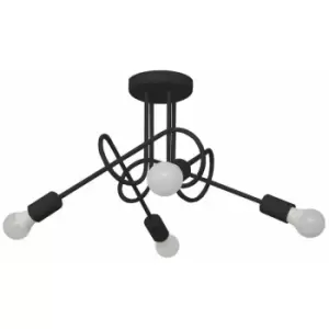 Image of Helam Oxford Multi Arm Semi Flush Ceiling Light Black 44cm