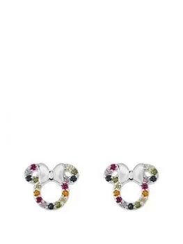 Image of Disney Minnie Mouse Sterling Silver Rainbow CZ Stone Set Stud Earrings E906445RZML.PH, Multi