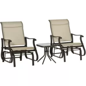 Image of Outsunny - 3PCS Outdoor Gliding Chairs w/ Table Set Patio Garden Furniture Khaki - Khaki