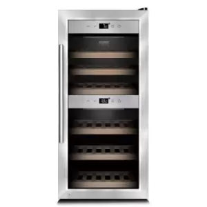 Image of CASO Wine Cooler for 24 Bottles, High quality wine control device with compressor technology, Two separate temperature zones individually adjustable