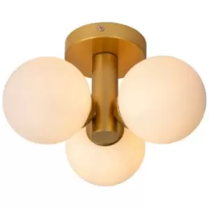 Image of Lucide TRUDY - Flush Ceiling Light Bathroom - Ø28cm - 3xG9 - IP44 - Matt Gold, Brass