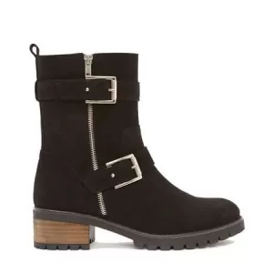 Image of Mint Velvet Elena Suede 2 Strap Biker Boot - Black