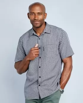 Image of Cotton Traders Mens Guinness Short Sleeve Soft Touch Gingham Shirt in Black