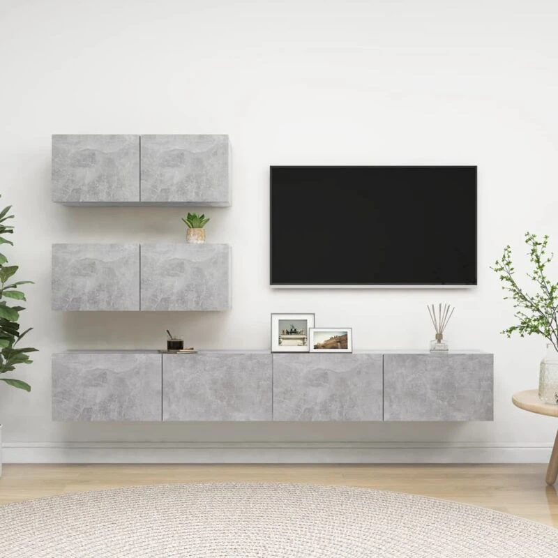 Image of VIDAXL Vidaxl - 4 Piece tv Cabinet Set Concrete Grey Engineered Wood 8720286574249