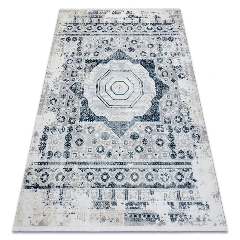 Image of RugsX Modern Carpet Duke 51542 Cream / Blue - Rosette Vintage Structured, Ve 120X170 Cm