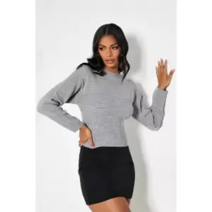 Image of I Saw It First Rib Fitted Bustier Detail Knit Jumper - Grey