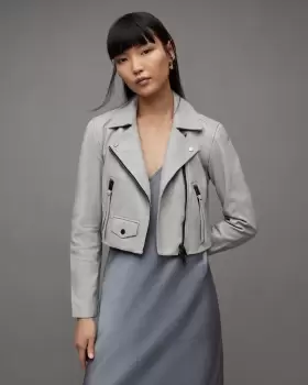 Image of AllSaints Elora Cropped Leather Biker Jacket