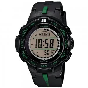 Image of Casio PRO TREK Triple Sensor Slim Line TOUGH SOLAR Watch PRW-S3100-1 - Black + Green