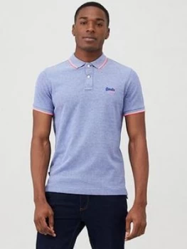 Image of Superdry Poolside Pique Polo Shirt - Light Blue, Cobalt Size M Men