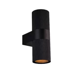 Image of Nordlux Kyklop Ripple Outdoor Up & Down Wall Light - Black