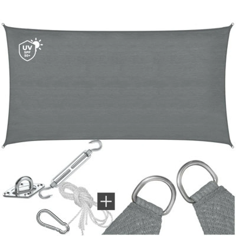 Image of Tectake Sun Sail Sonny, Uv Protected, Water-Resistant And Anti-Tear - 2 X 4 M - Grey