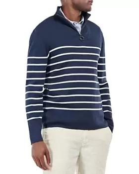 Image of Barbour Harbour Cotton Stripe Classic Fit Half Zip Mock Neck Sweater