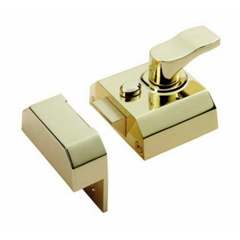 Image of Loops Deadlocking Rim Cylinder Nightlatch 40mm Electro Brassed Door Security Lock Metallics unisex