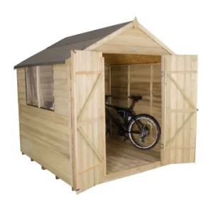 Image of 7x7ft Forest Natural Timber Overlap Apex Pressure Treated Wooden Shed